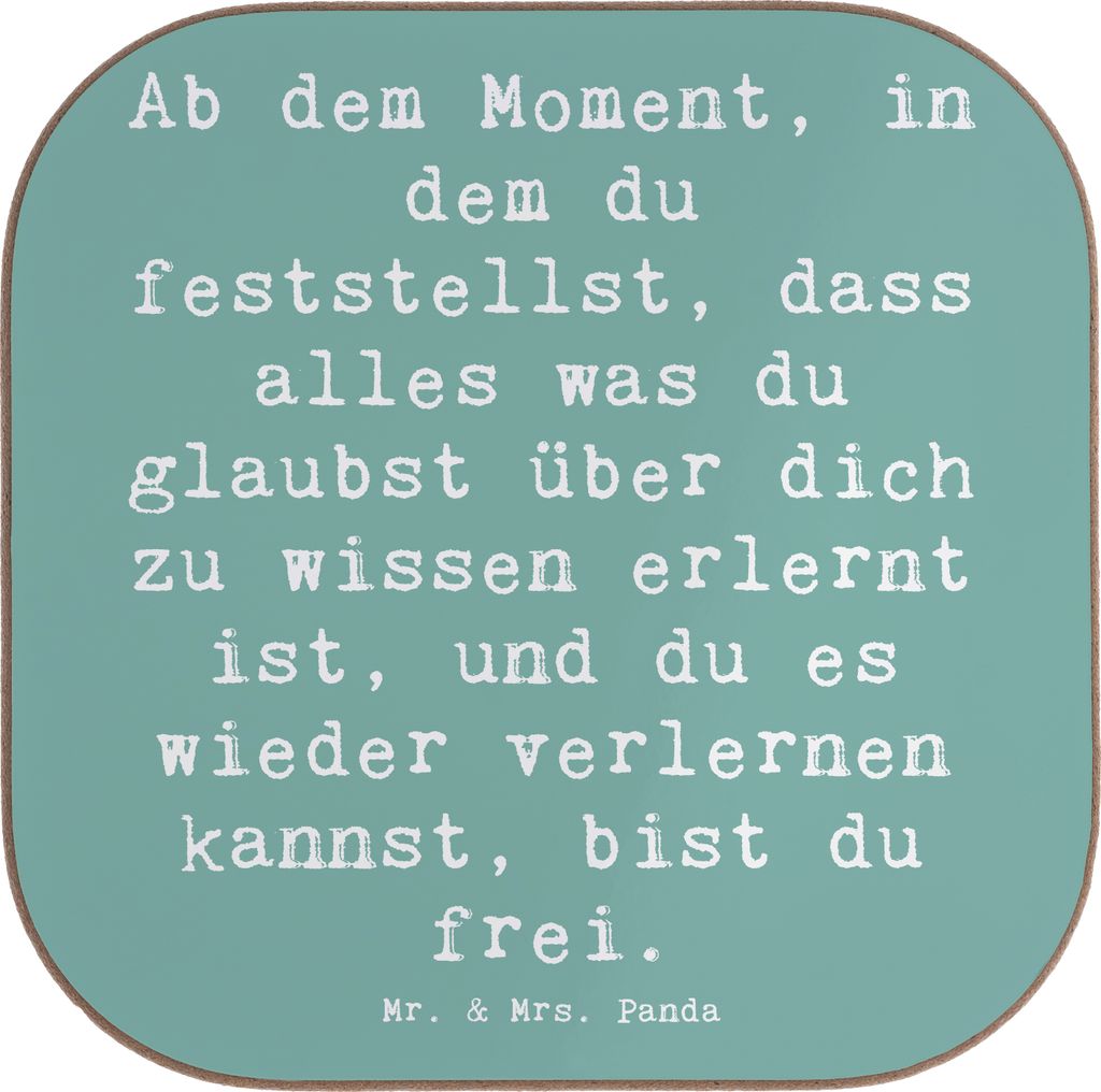 Mr. & Mrs. Panda Untersetzer für Gläser Spruch Erleuchtung und Freiheit - Meeresbrise - Geschenk, Liebe, Zitat, Motivation, Coaster, Tassen, glä...