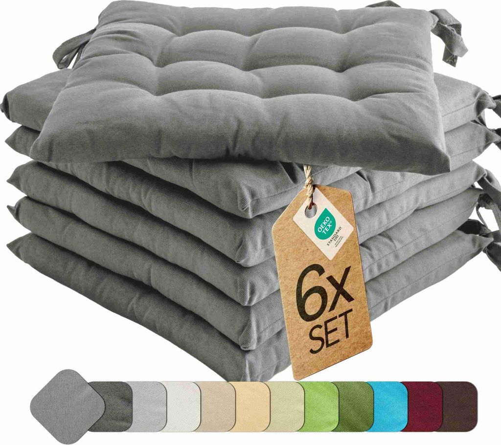 Sitzkissen Stuhlkissen Indoor & Outdoor 6er Set 40x40 cm - Produktbild 