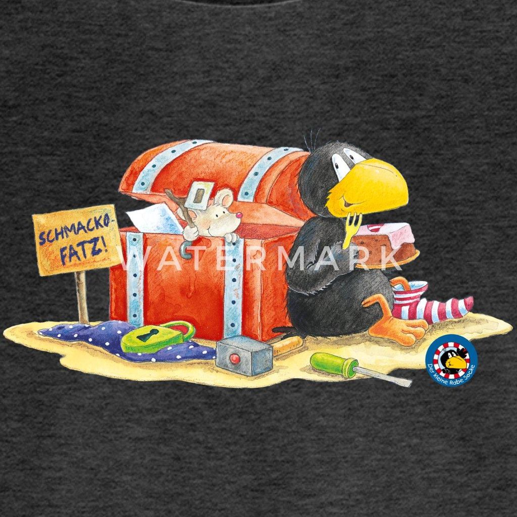 Spreadshirt Der kleine Rabe Socke Schmackofatz Kinder Premium Langarmshirt, 98/104 (2 Jahre), Anthrazit meliert