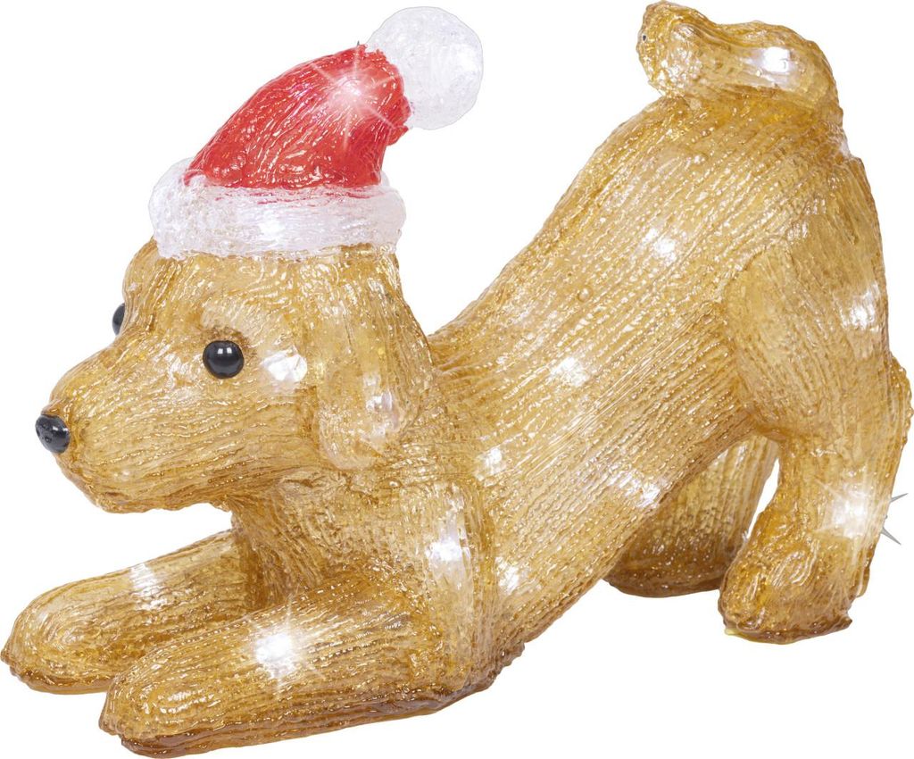 Lumineo LED Hund batteriebetrieben mit Timer 29 x 20 cm kaltweiß braun