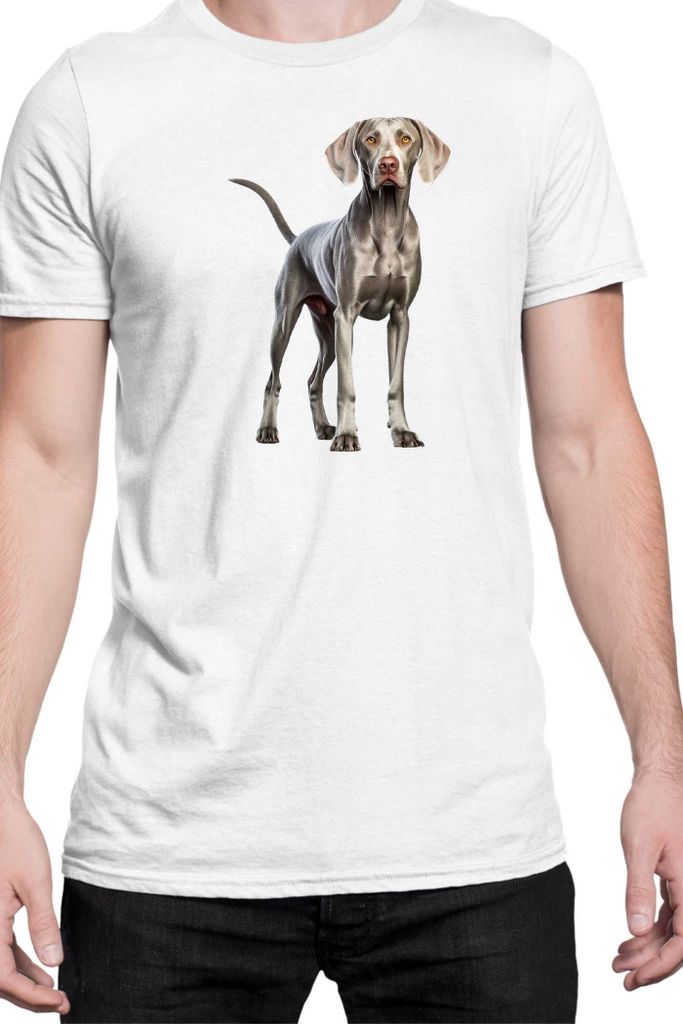 Herren T-Shirt Dogs Breeds Weimaraner Dog Breed 005, Man L / Weiß
