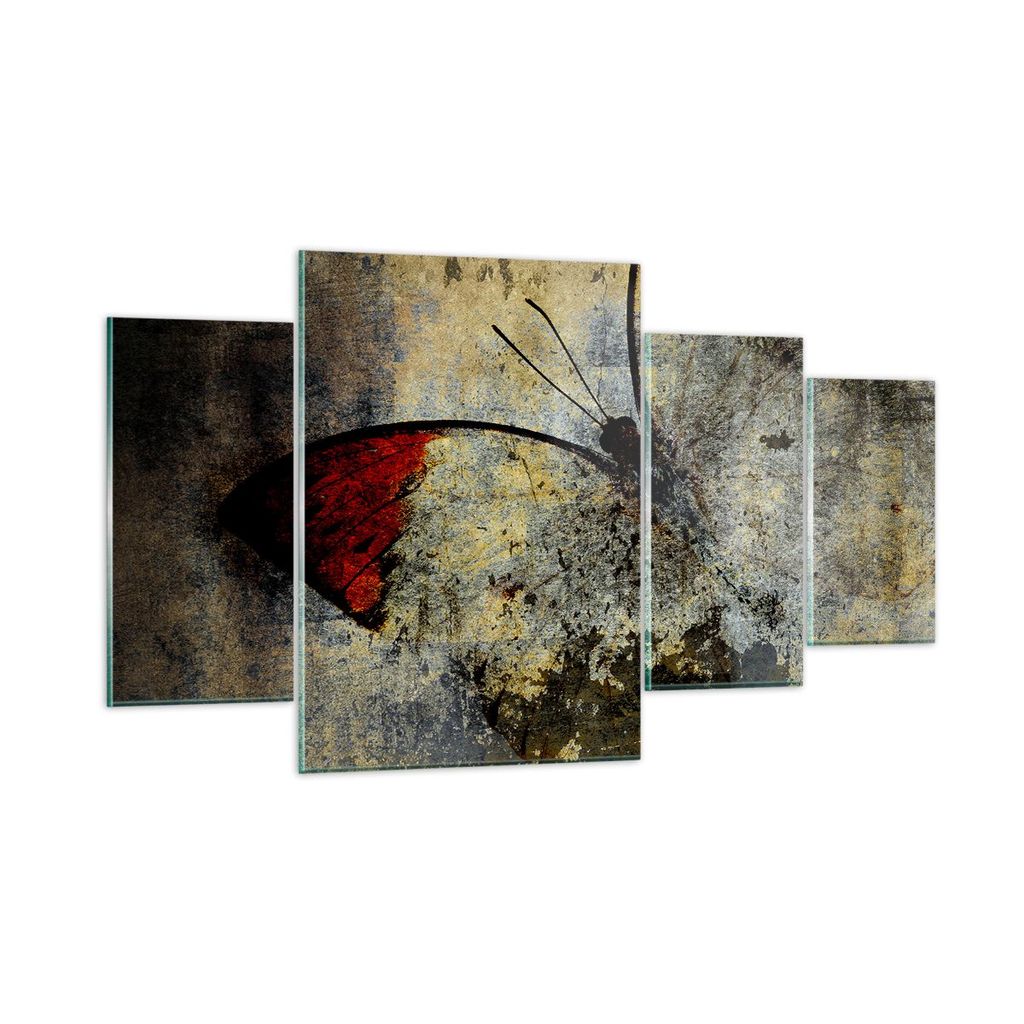 Bilder auf glas - Schmetterling Abstraktion - 160x90cm - Glasbilder - Wandbilder - Kunstdruck - zum Aufhängen bereit - Wanddekoration aus Glas - G...