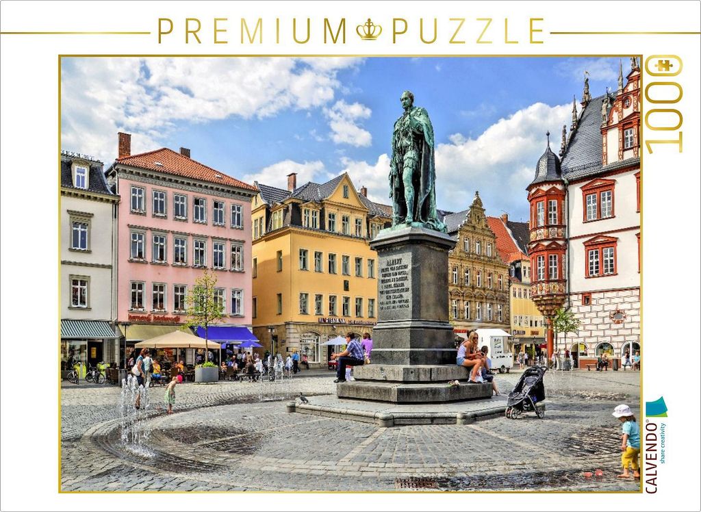 CALVENDO Puzzle Der Marktplatz in Coburg mit dem Prinz Albert Denkmal, Oberfranken, Bayern | 1000 Teile Lege-Größe 64x48cm Foto-Puzzle für glüc...