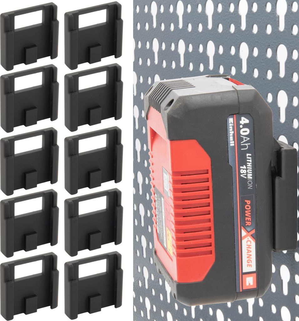 10x Akku Halter für Einhell Power-X-Charge für Küpper Lochwand Halterung 18V Akkus