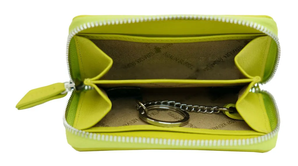 Petit portefeuille étui à clés Joy Lemongrass en cuir souple zippé