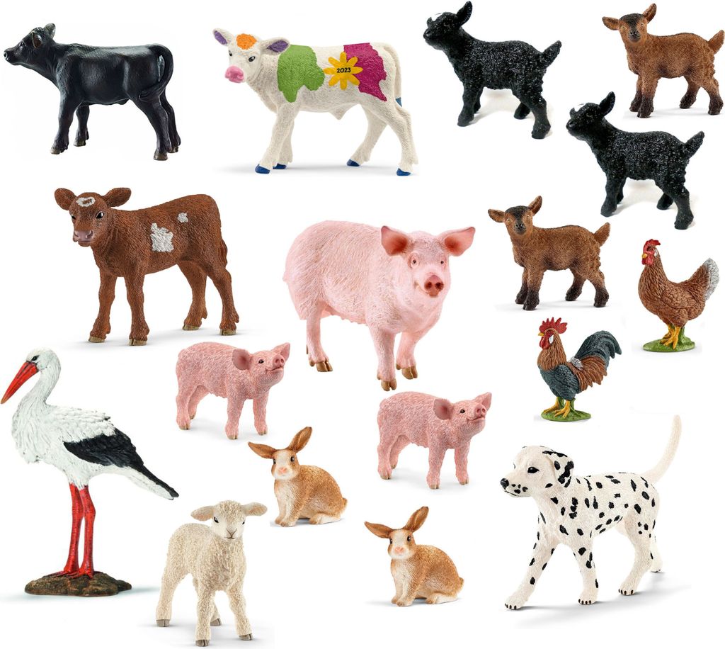 Schleich - Tierfiguren - Bauernhof-Set mit 17 Tieren Sammelfiguren Spielfiguren