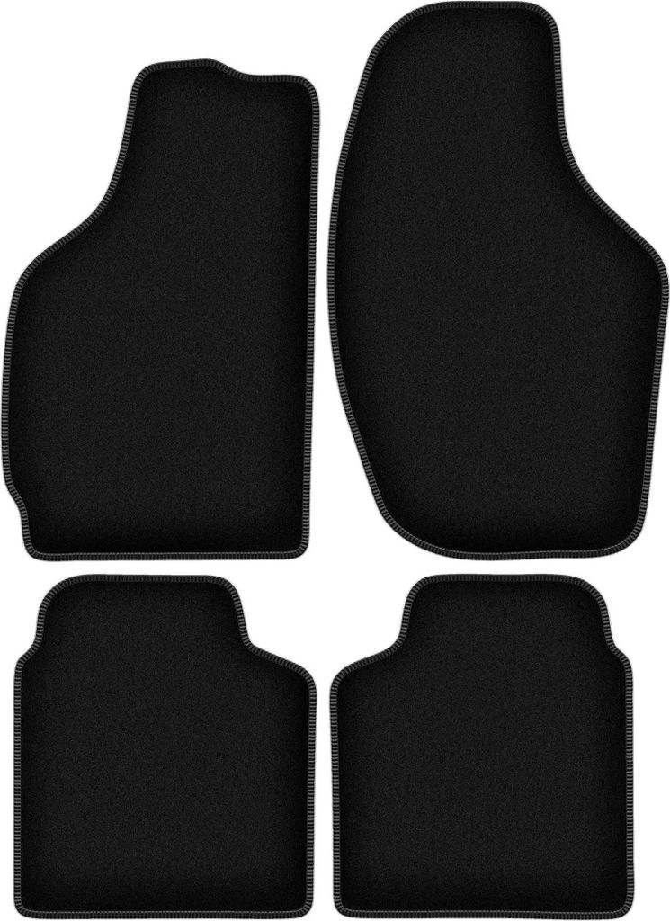 Wielganizator Velours-Autoteppiche – passend für Daewoo Tico (Schrägheck, Bj. 1996-2001) – schwarz, passgenau, mit Befestigungen set 4 Stk.