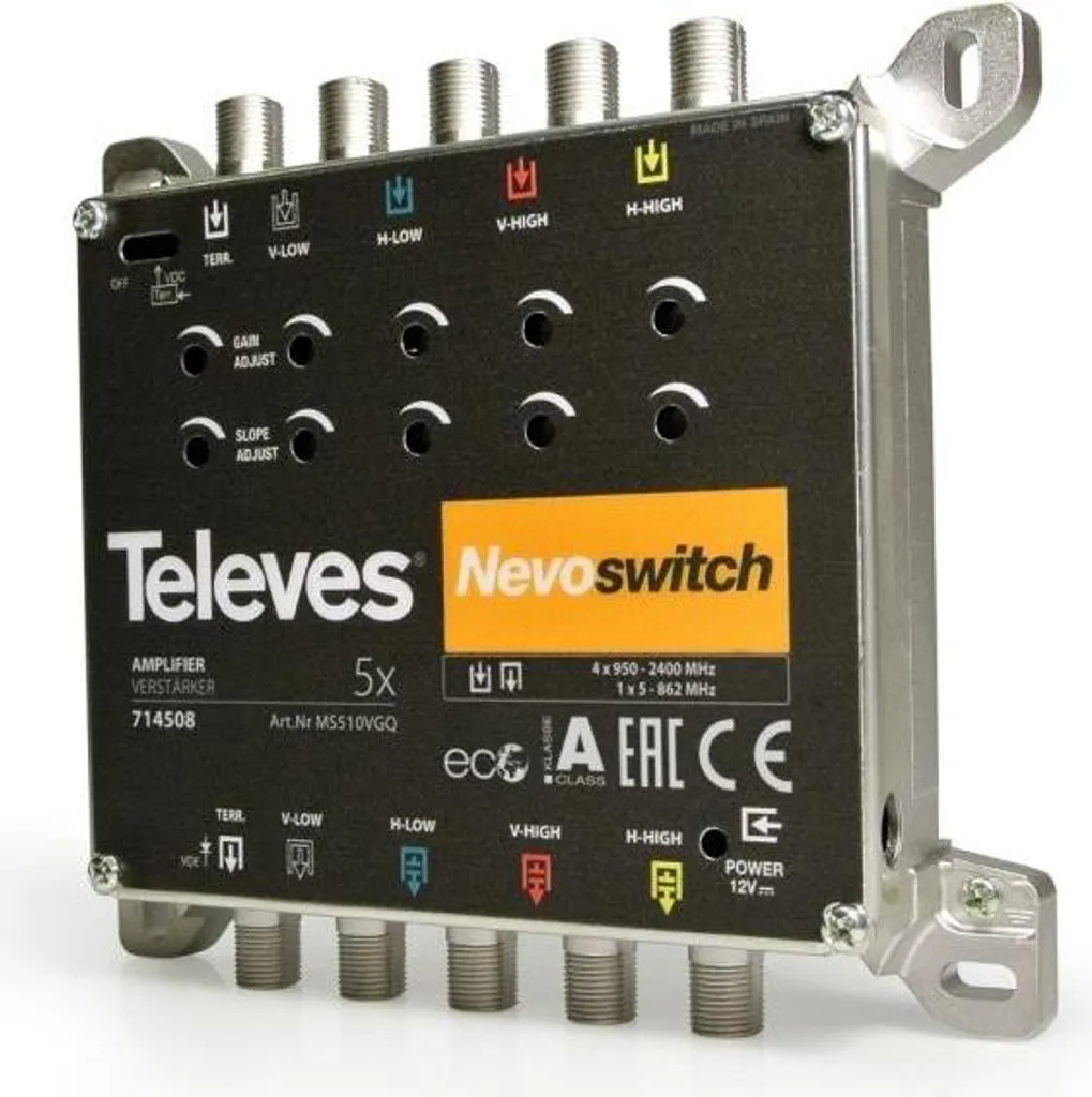 Amplificateur Gain 15 dB Televes MS510VGQ pour Système MS NEVO 5f.