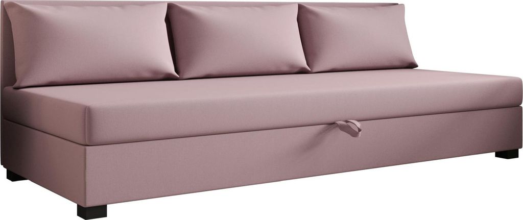 AURA SOFA Boxspringbett ROLAND BIZ 100x195 Komplett-Set mit Bonell Matratze, Polsterbett mit Bettkästen - Rosa, SAWANA 61