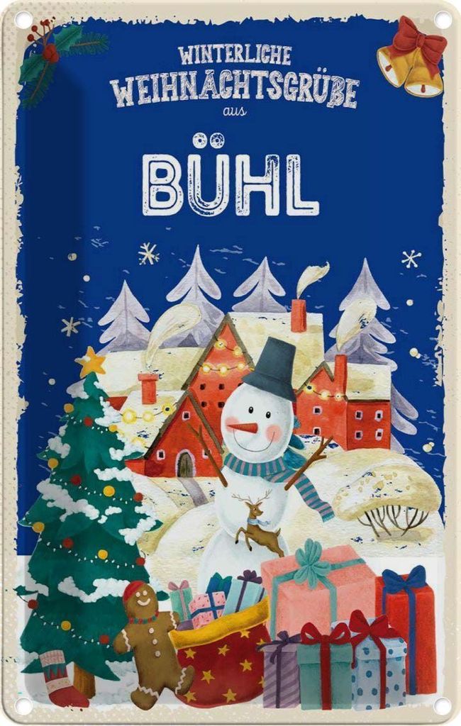 vianmo Blechschild 30x20 cm Weihnachtsgrüße BÜHL Produktbild 