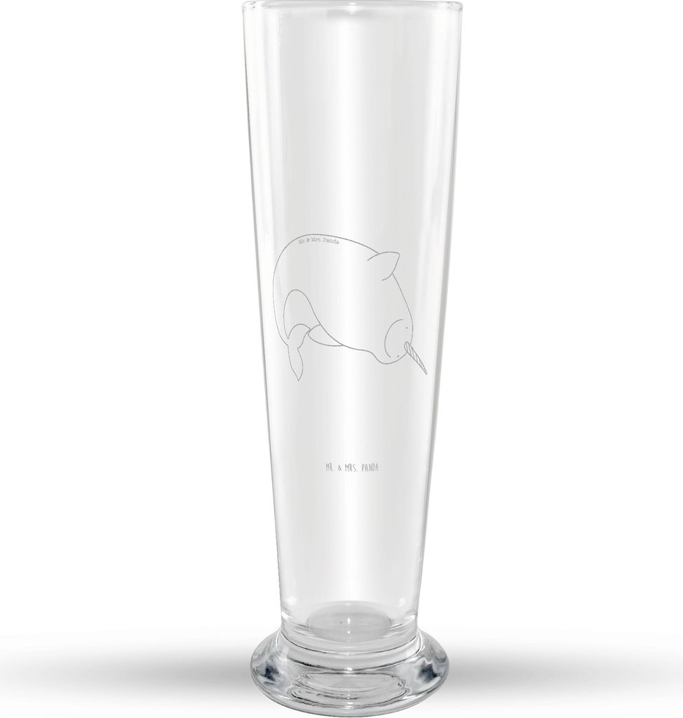 Mr. & Mrs. Panda Bierglas Narwal - Transparent - Geschenk, Aufräumen, Bier Glas, Putzen, Mr Mrs Weizenglas, Meer, Kinderzimmer, Weizenbier, Hausfr...