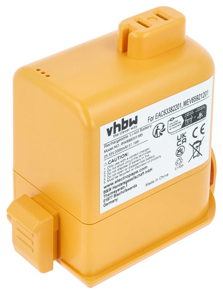 vhbw Akku kompatibel mit LG Cord Zero A9+, A9PETNBED2X, Cord Zero A9, A9MULTI2X, A9PETNBED Staubsauger Orange (2000 mAh, 25,55 V, Li-Ion)