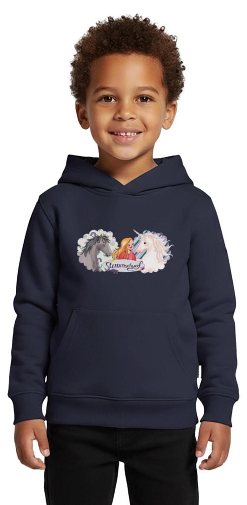 Spreadshirt Sternenschweif Laura Mit Pferd Und Einhorn Kinder Premium Hoodie, 122/128 (6 Jahre), Navy