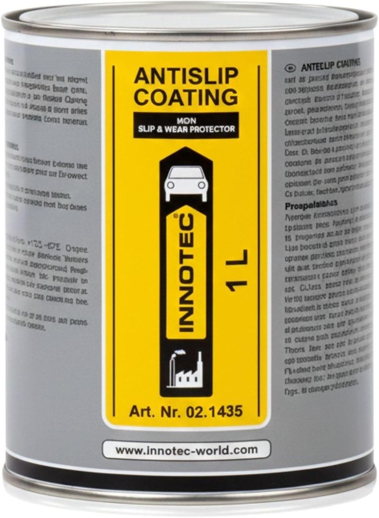 INNOTEC Antislip Coating 1 L Hellgrau – rutschfeste Schutzbeschichtung für Fahrzeugstufen, Verladebrücken, Bus-& Wohnmobiltrittstufen, Industri...
