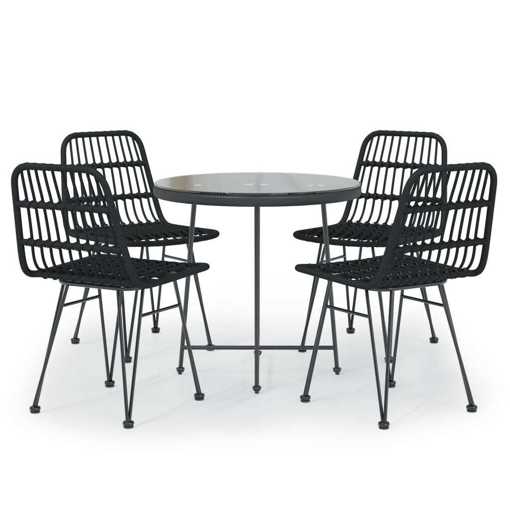 vidaXL 5-tlg. Garten-Essgruppe Schwarz Poly Rattan