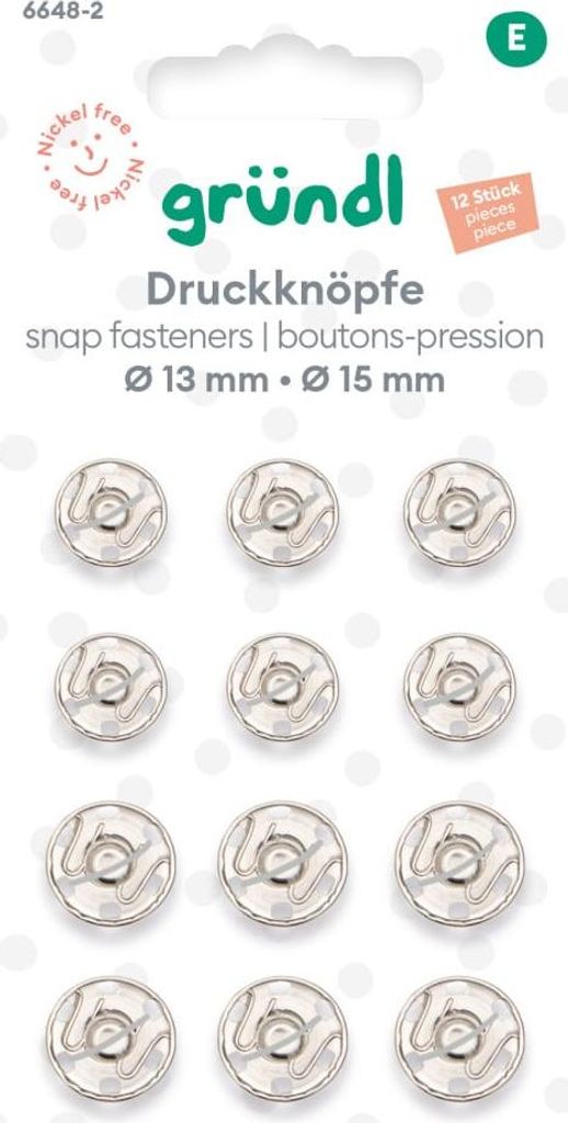 Gründl Druckknopf-Set Ø 13-15 mm silber 12 Stück Produktbild 