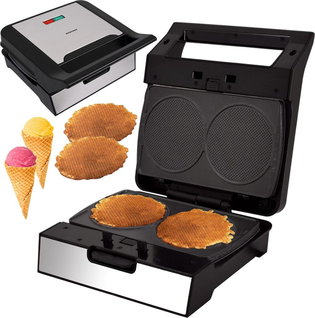 Syntrox Germany Hörncheneisen Gusto – Elektrogrill mit Keramikbeschichtung, 800 Watt, abnehmbare Grillplatten (Hörncheneisen)