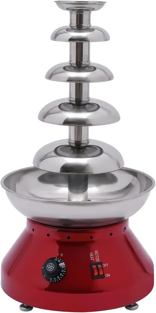 Fontaine à chocolat pour buffet de mariage 5 étages inox rouge pro 230W