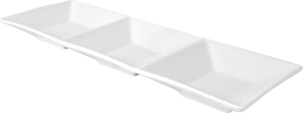 Geschirr-Serie AVANTI-Kollektion, Porzellan zum Servieren für Privat und Gastronomie, Avanti:Dippschale mit 3 Feldern 23cm