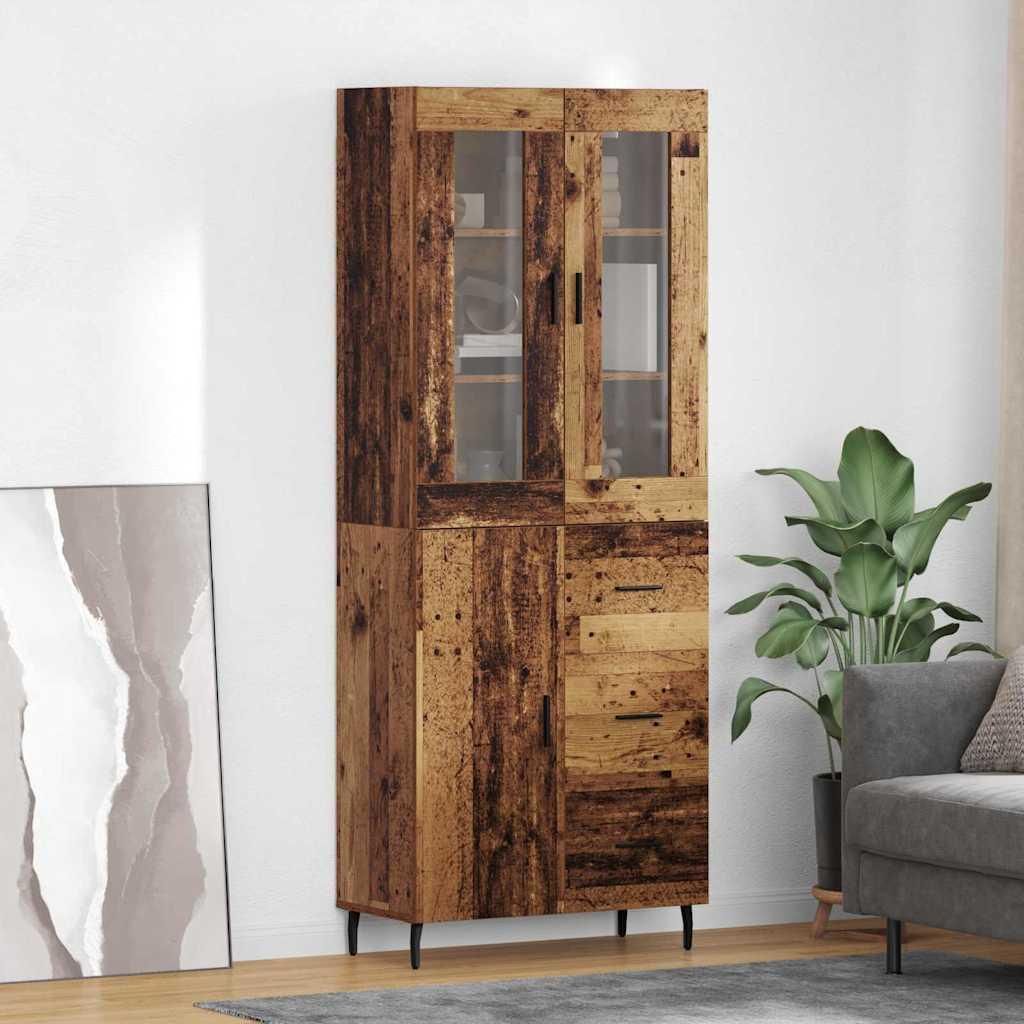 vidaXL Highboard mit Schubladen 2 pcs Altholz Holzwerkstoff