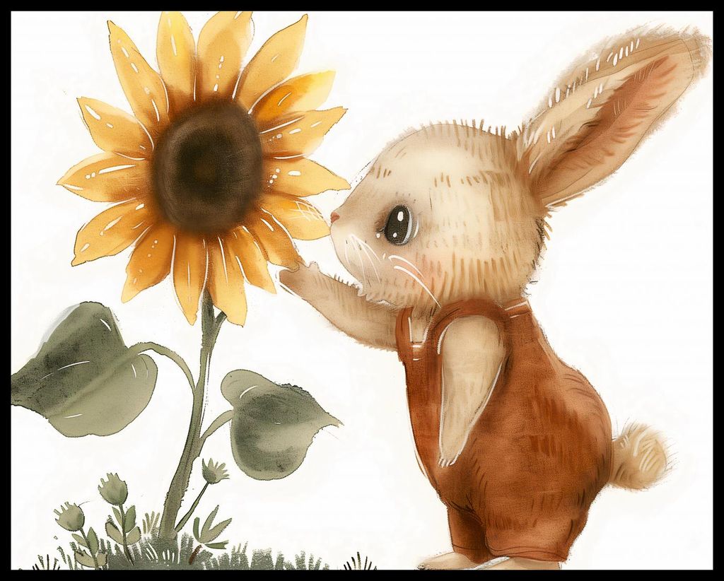 Plakat 76x60,5cm Hase mit Sonnenblume