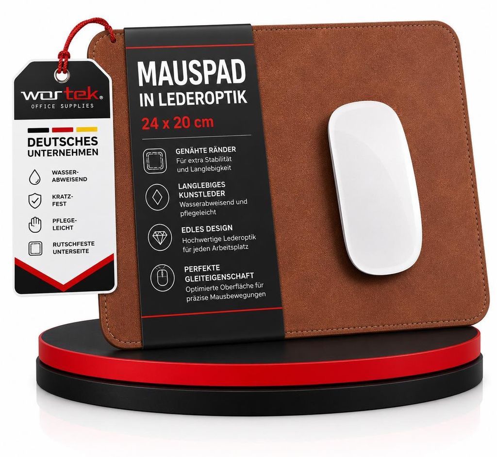 wortek Mauspad klein - Elegante Lederoptik - Office Mauspad Produktbild 