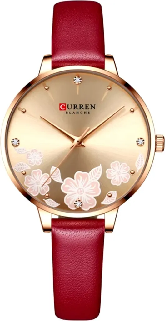 Montre-bracelet pour Femme Curren Blume Rouge en Acier et Cuir Chic