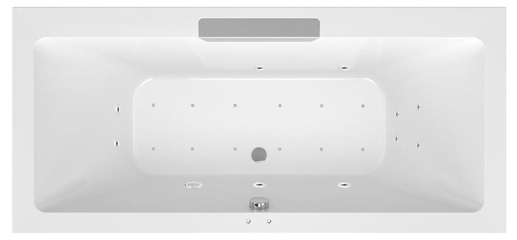 Polysan CASCATA Whirlpool-Badewanne, 185x85x45cm, Kaskade Edelstahl, Active Hydro-Air, Chrom