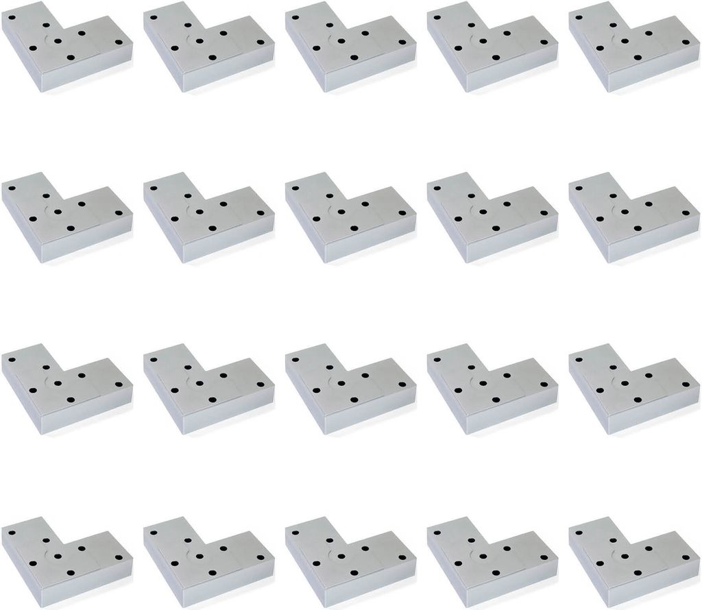 Emuca Lot von 20 Möbelfüßen Alumix 8, Höhe 12mm, Kunststoff, Silbergrau