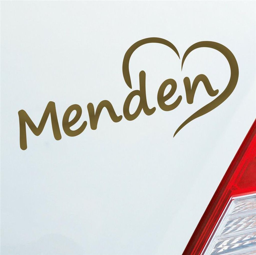 Auto Aufkleber Menden Herz Heart Stadt City Liebe Love 18x8 cm Gold Sticker Heckscheibenaufkleber