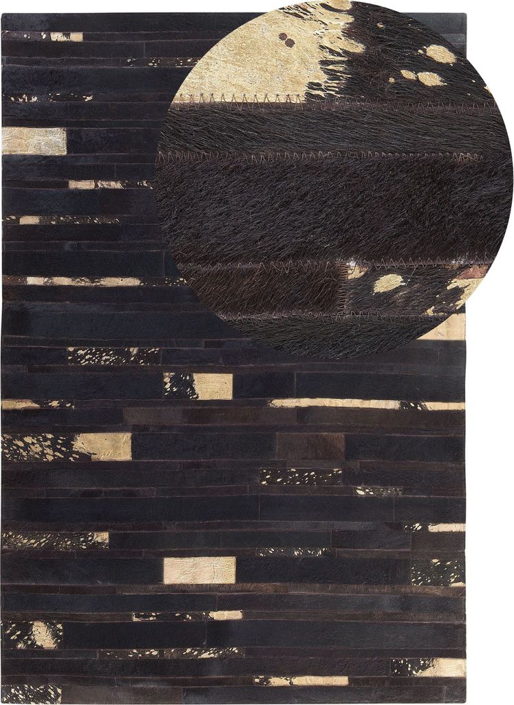 BELIANI Teppich Braun mit Gold 140 x 200 cm aus Leder Abstrakt Patchwork Rechteckig Klassisch