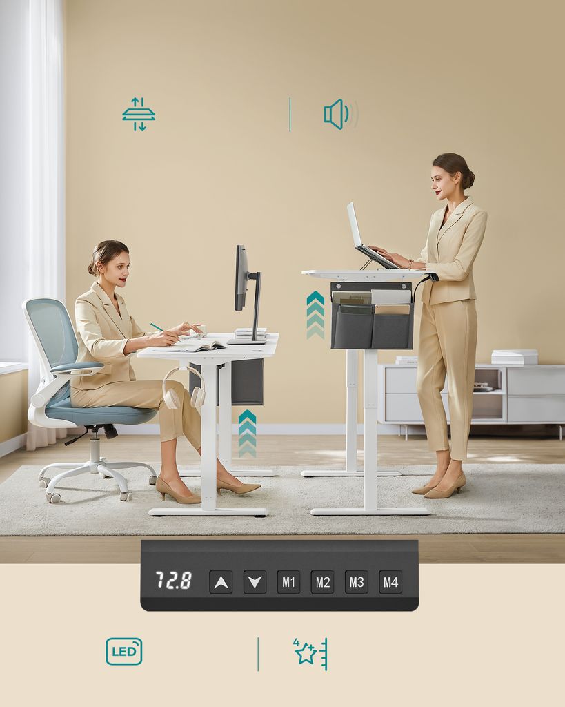 SONGMICS Výškově nastavitelný stůl elektrický 110 cm 4 Obrázek produktu 4