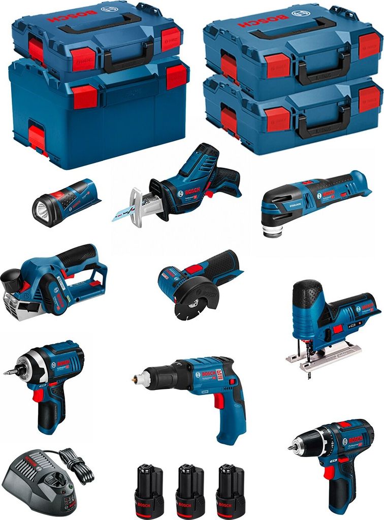 BOSCH Kit 12V BMK9-28CD3 (GSR 12V-15+GTB 12V-11+GDR 12V-105+GWS 12V-76+GST 12V-70+GOP 12V-28+GSA 12V-14+GLI 12V-80+GHO 12V-20)