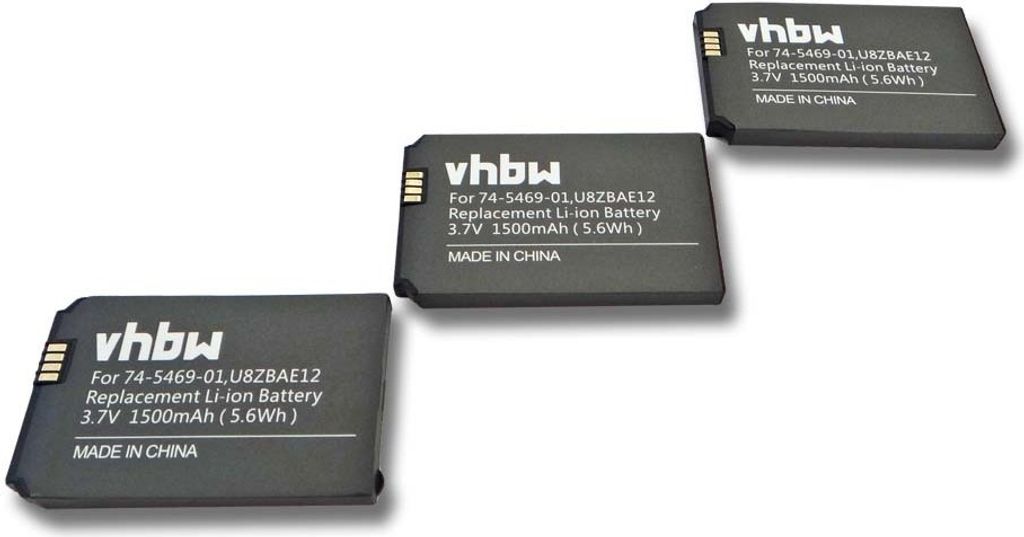 vhbw 3x Akku kompatibel mit Cisco Unified Wifi IP Phone 7925G-EX-K9, 7926G schnurlos Festnetz Telefon (1500 mAh, 3,7 V, Li-Ion)