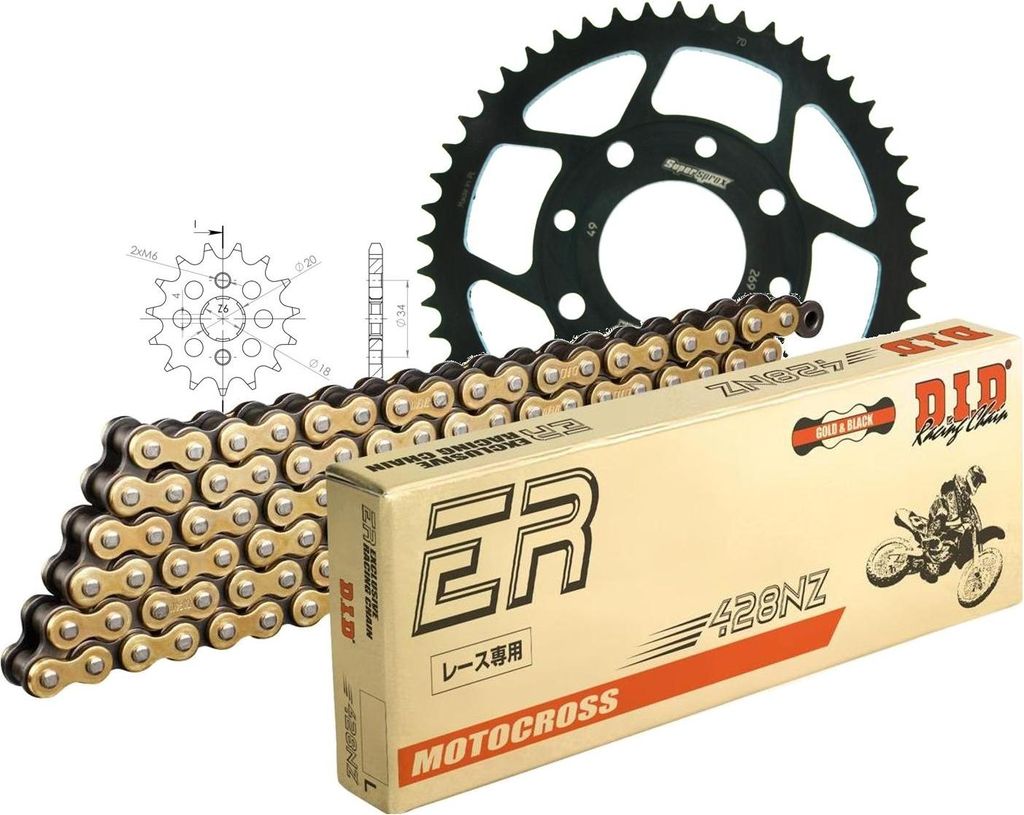 DID Kit Stahl Kompatibel mit Honda XL185 S 79-83 14-49-120 DID428NZ(G&B) Clip