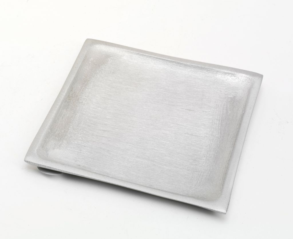 Kerzenteller quadrat Alu Silber matt 11 x 11 cm für Kerzen, Dekoteller