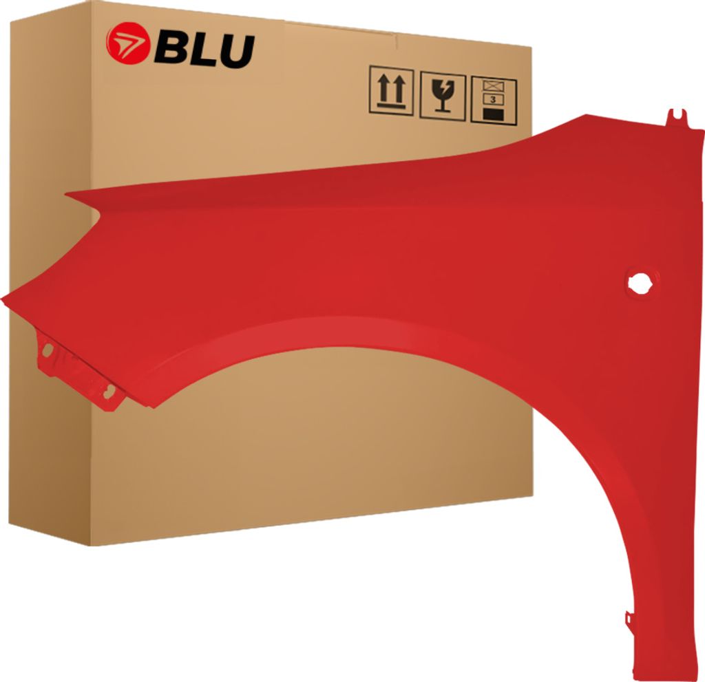 BLU Kotflügel Passend für Skoda Fabia II (5J) | Roomster 8151 Links Rot CorridaRot | 2007-2015 | Vorderseite Vorne | Lackiert | Einbaufertig