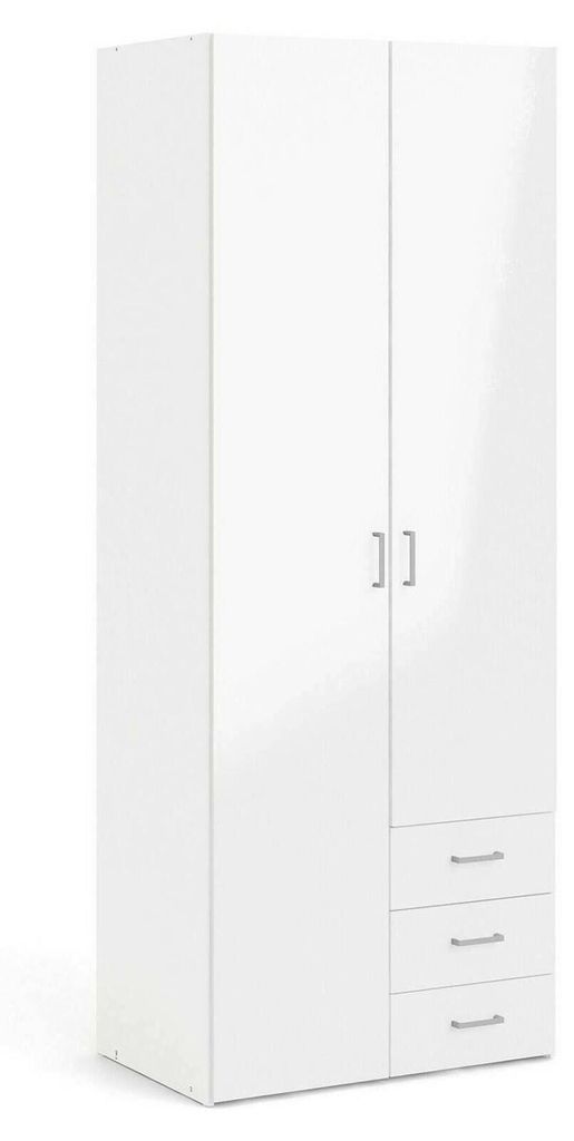 Kleiderschrank 2-türig - Weiß Hochglanz Schlafzimmer Produktbild 