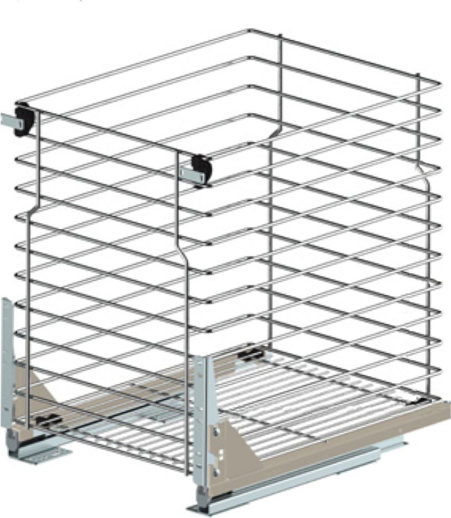 Unterschrankauszug 1 Etage Küchenauszug Schrankauszug mit Softclose – Bodenmontage für Schränke 500 mm