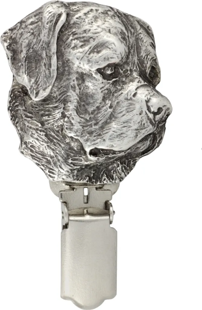 Regalo per Amanti Rottweiler: Spilla Porta Numero Argentata Art-Dog