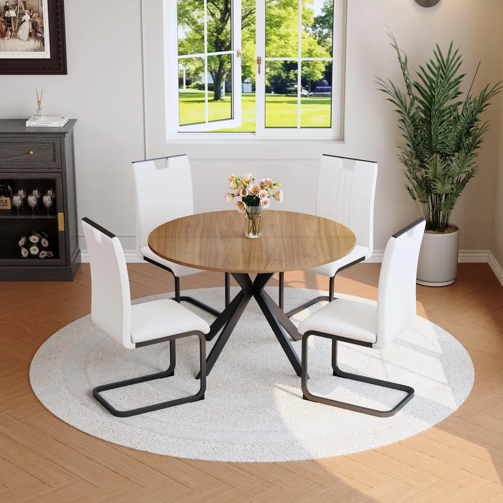 Ensemble table ronde et 2 chaises blanches : Gain de place et confort garanti - 3