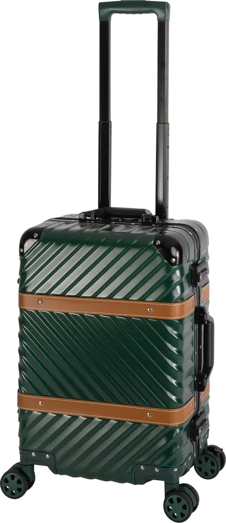 Valise cabine verte pour avion : format trolley compact 4 roulettes