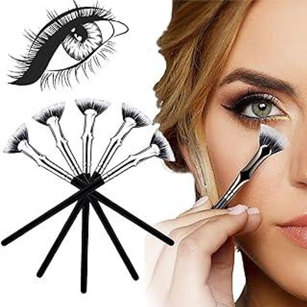 GmwyCzV 5 Stück Abgewinkelte Fächerförmige Wimpernbürste, 2024 Neuestes Klappbare Gewellte Wimpernbürste, Tragbare Folding Angle Scalloped Las...