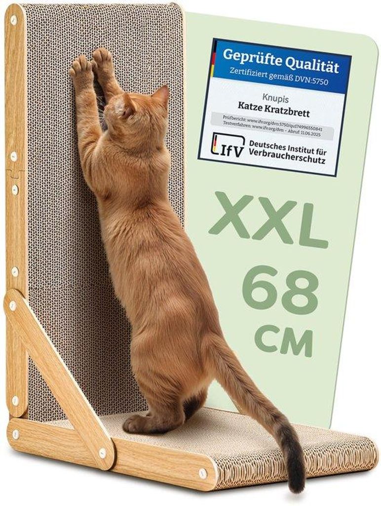 Knupis Kratzbrett Katze Groß 68 cm – Kratzpappe für Katzen Produktbild 