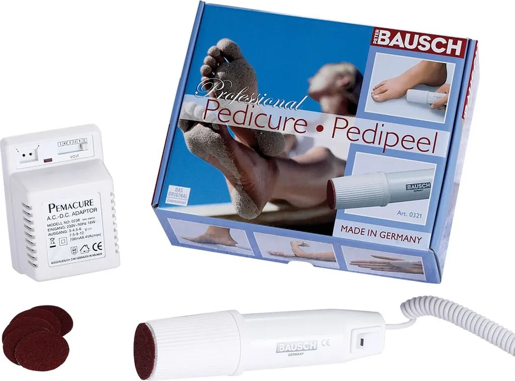 Râpe à pieds électrique Pedipeel Peter Bausch pour pédicure à domicile