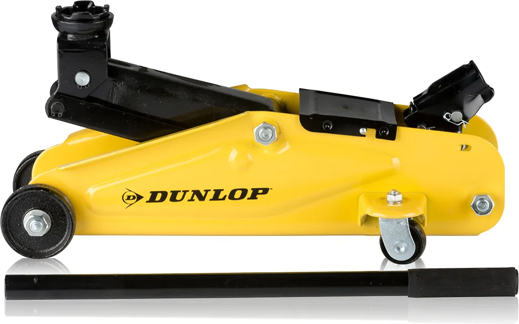 Cric idraulico Dunlop per auto con capacità 2T - Sollevamento auto 135-305 mm - Compatto con ruote