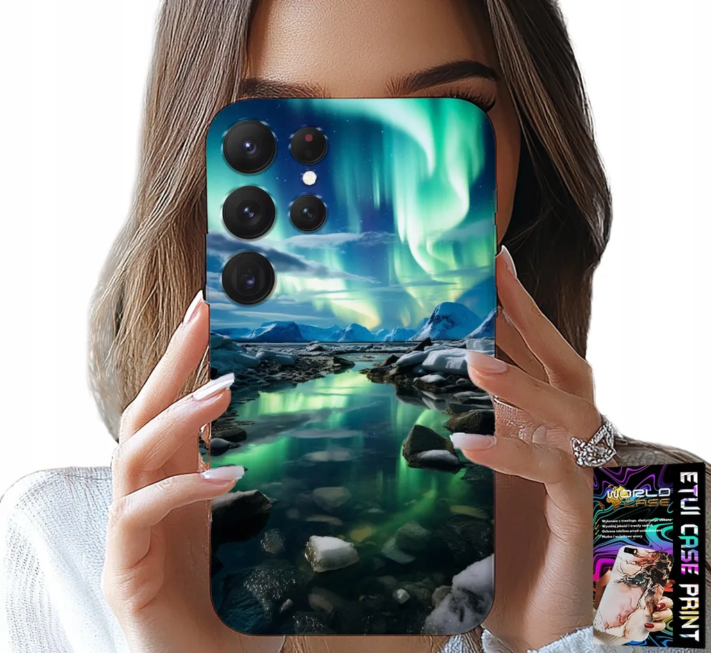Custodia Premium Alaska Aurora per Samsung S22 Ultra | Set Pellicola