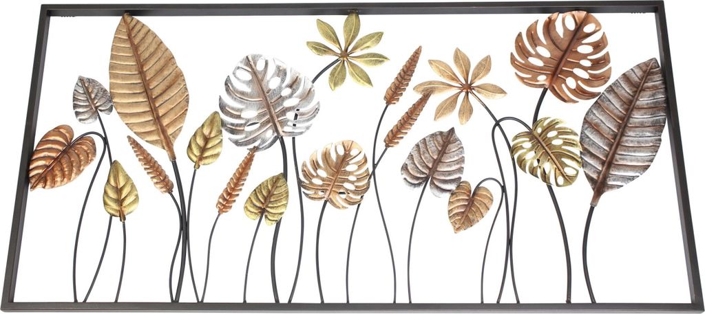 3D Wandbild Blätter Metall 90x45cm – Wanddeko, Wandschmuck Produktbild 