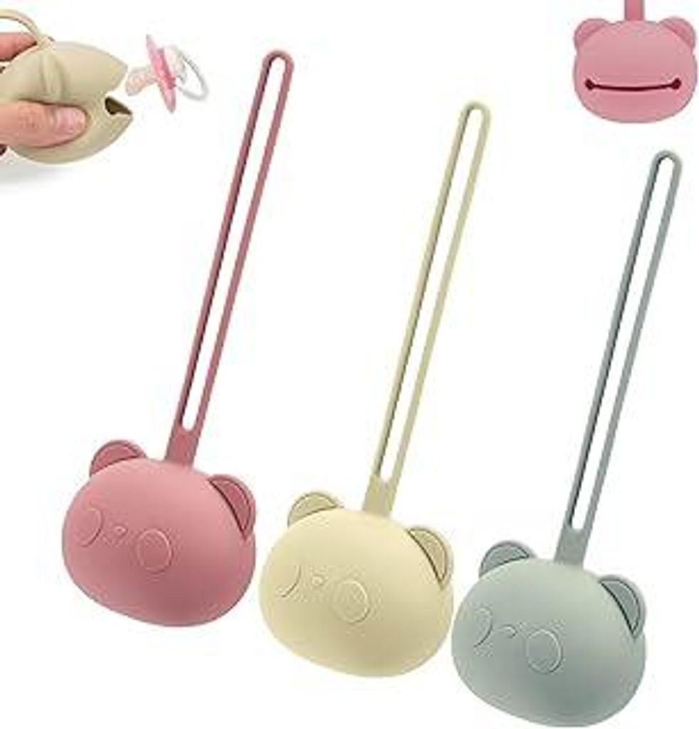 3 Stück Schnullerbox,Staubdicht Schnullerbox für Unterwegs,Silikon Schnuller Box,Panda Form Schnuller Aufbewahrung,für Säugling und Kleinkind (...