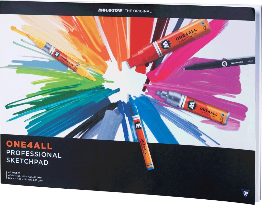 Professional Sketchpad One4All A3 hoch 205 g/qm 40 Blatt Packung mit 3 Stück